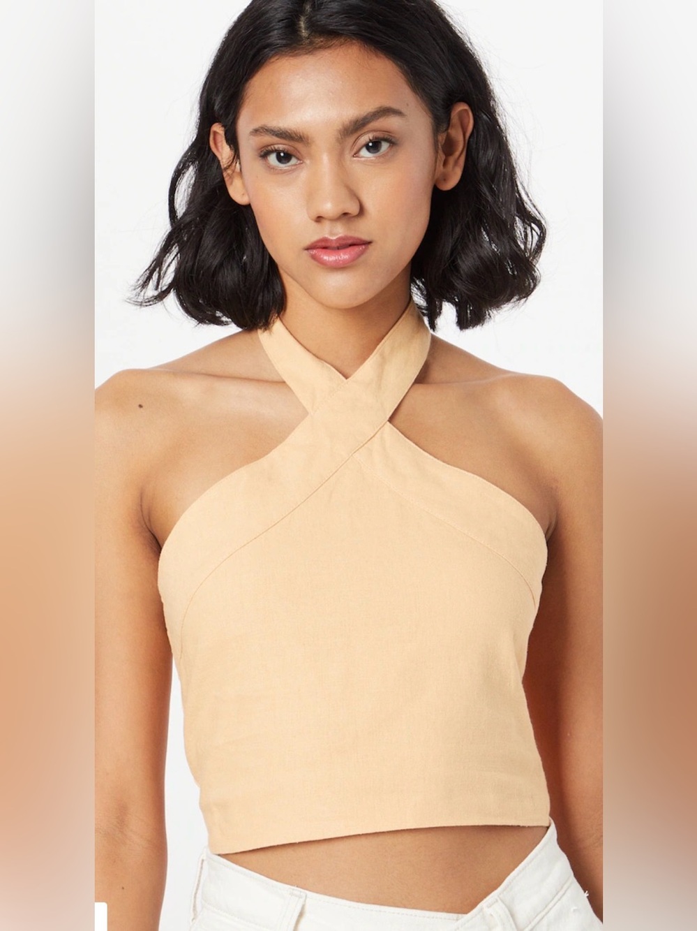 Abercrombie & Fitch Linen Criss Cross Halter Crop Top size M